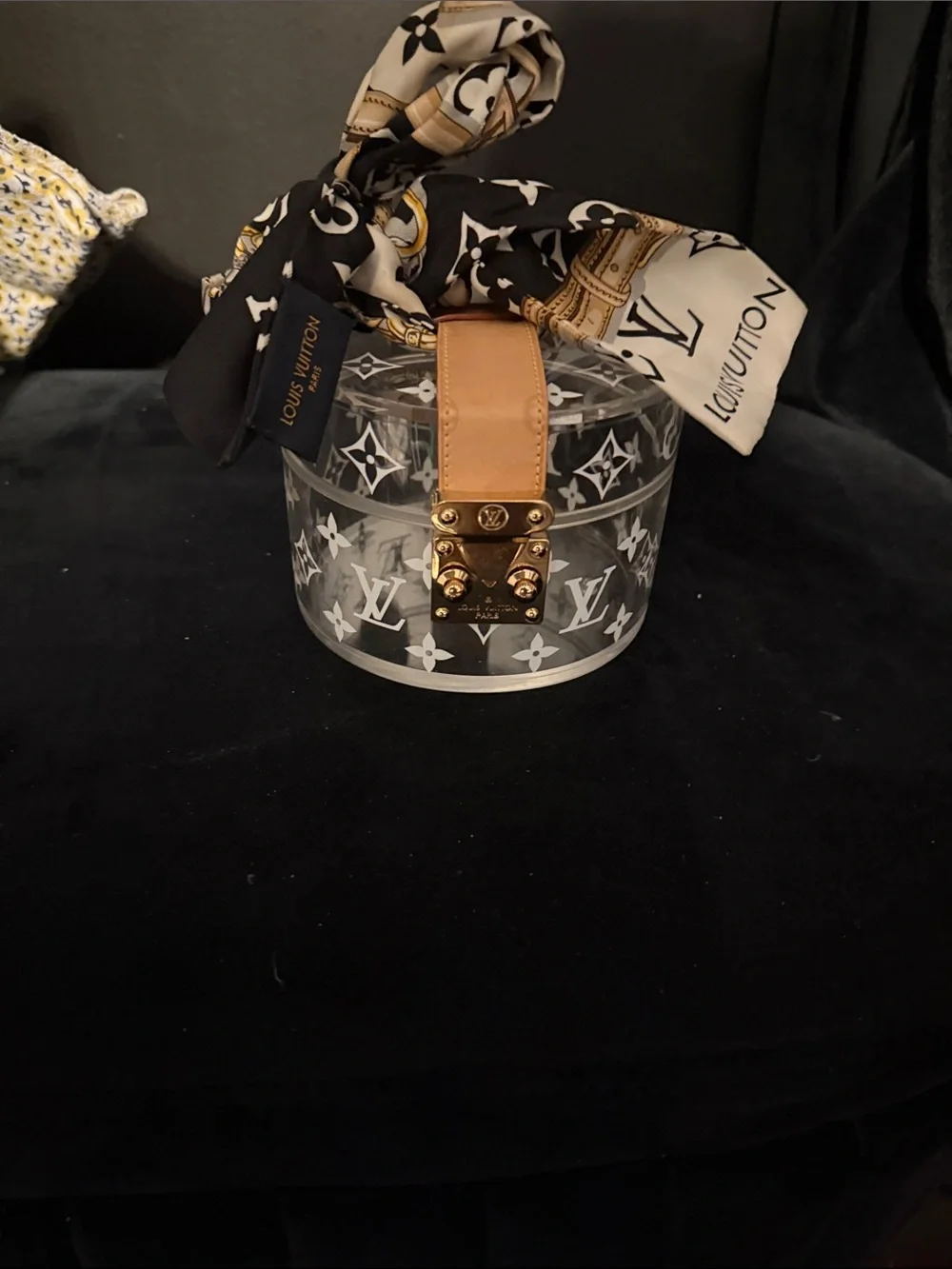 Louis Vuitton Clear Monogram Round Vanity Case Scott Bag with Scarf